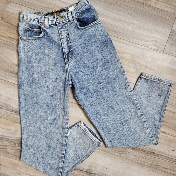 VTG SASSON 80s 90s Acid Wash High Rise Western Jeans, sz 7 - Picture 1 of 10